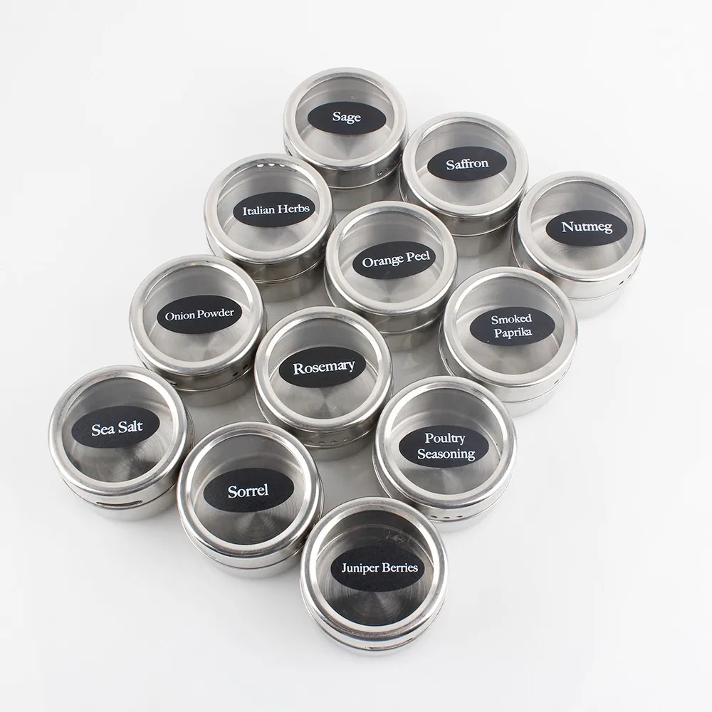 12pcs Stainless Steel Spice Tins With 96 Pvc 54 Chalkboard