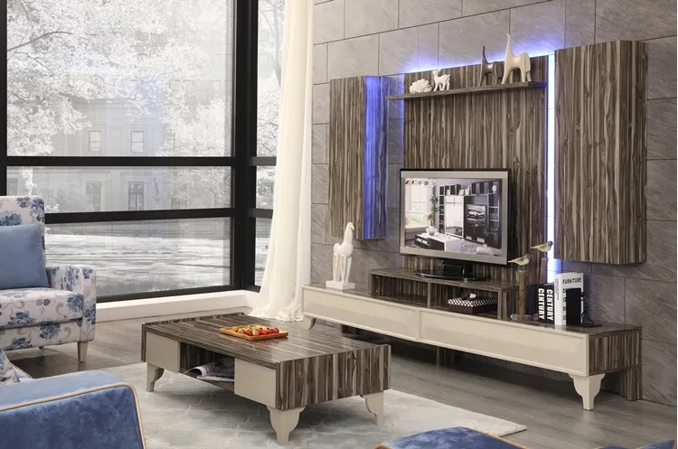 Living Room Furniture Latest Design Modern Lcd Mdf Wall Mount Tv
