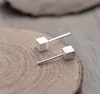 Sterling Silver brushed square cube stud earrings
