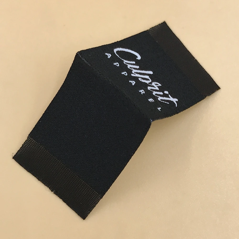

High-density center fold custom made clothing woven labels neck tags, Customized