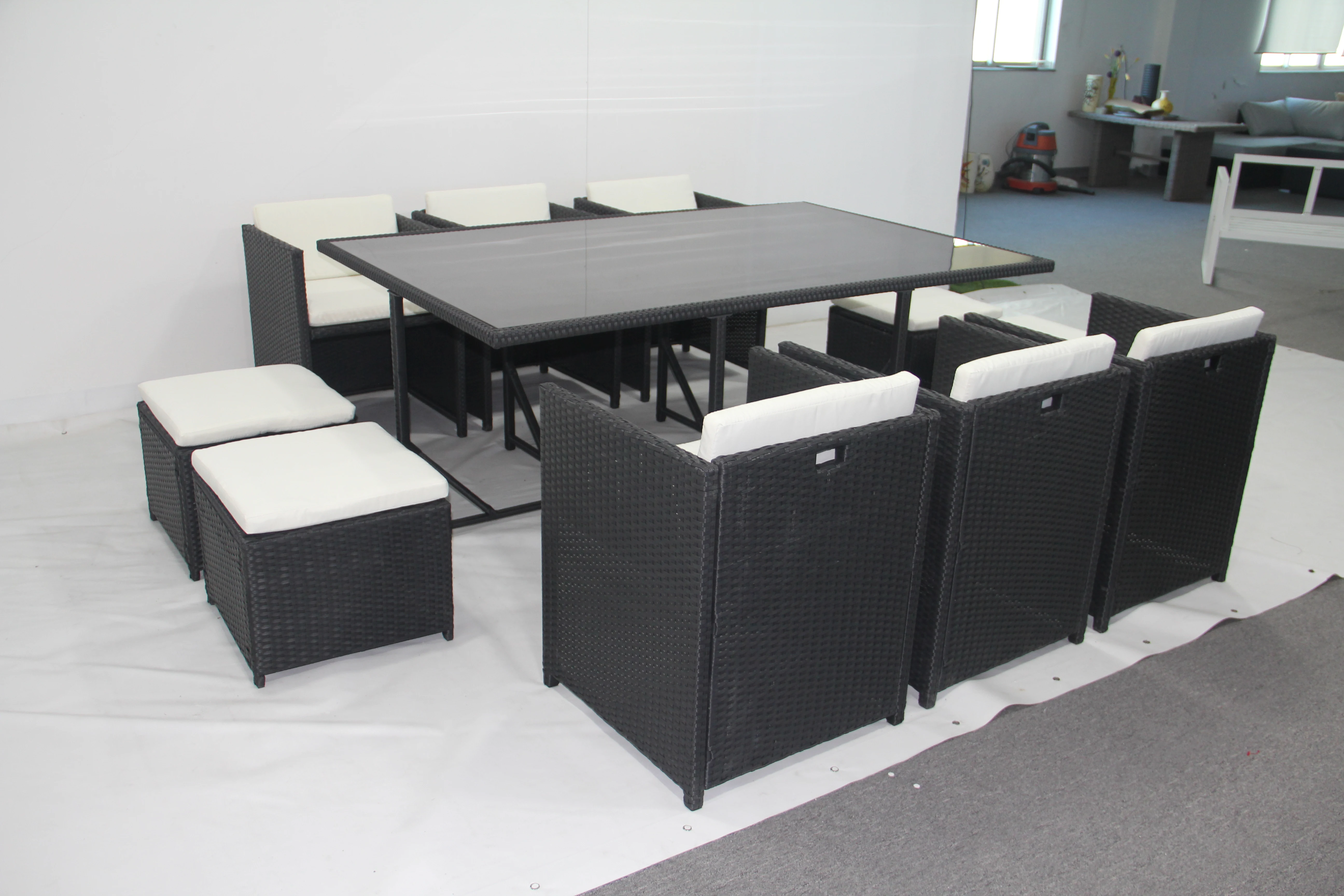 
10pcs cheap price wicker furniture sets for patio rattan wicker chairs rattan dining chair 