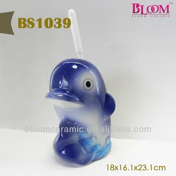 animal ceramic toilet brush holder