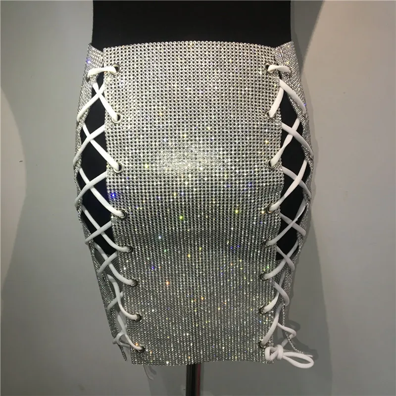 Sh1028 Luxury Crystal Diamonds Skirts Women Diamonds Rhinestone Sexy 5845