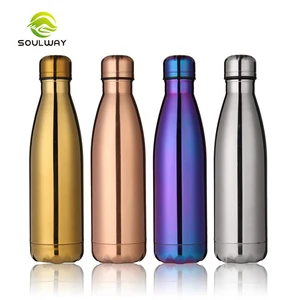 Image of Stainless Vacuum Insulated Thermos Flask Double Wall 18/8 Cola Shape Bpa Free Copper Sports Steel Water Bottle 32oz