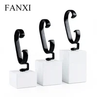 

FANXI Custom Lacquer Watch Exhibitor Holder Rubber C ring For Bangle Bracelet Jewelry Showcase Wooden Wrist Watch Display Stand