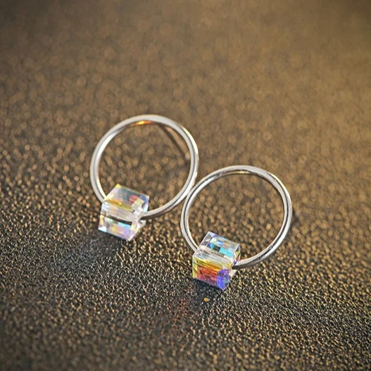 

Round Earring Designs Australia Crystal With 925 Sterling Silver Stud Earring, White