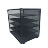 Wideny Office Wire mesh Desk 5 layer Stackable Metal Stationery Desktop Folding Letter Document File Folder Organizer