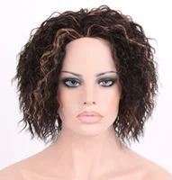 

Hot Sale Short Kinky Curly Machine Made Wig Afro Curly Synthetic Fiber Wig For Black Women