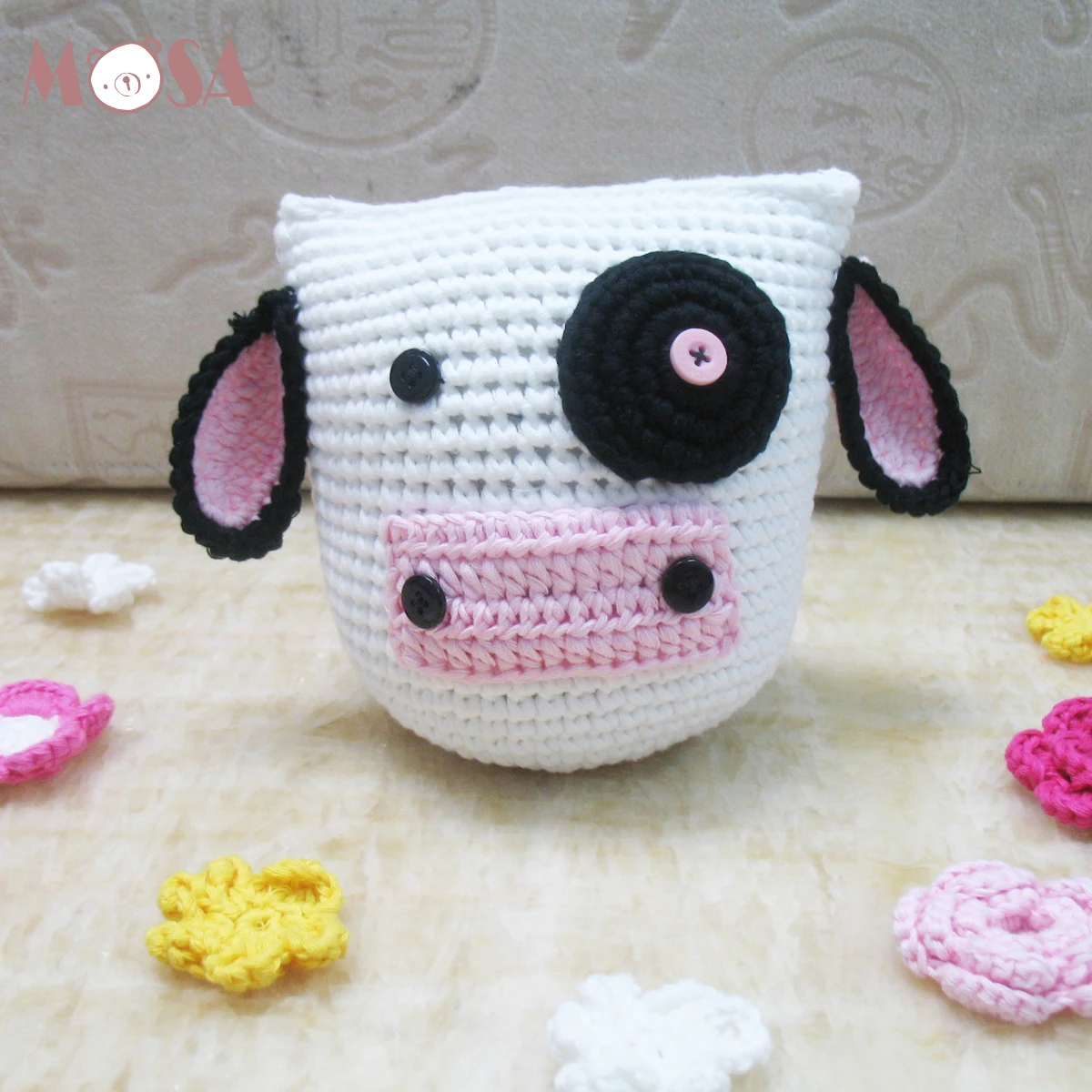 Cow Amigurumi Crochet White Cow Doll With Ears For Baby Room