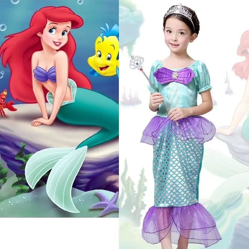 2016 The Little Mermaid Costume Girls Ariel font b Fancy b font Princess Cosplay font b