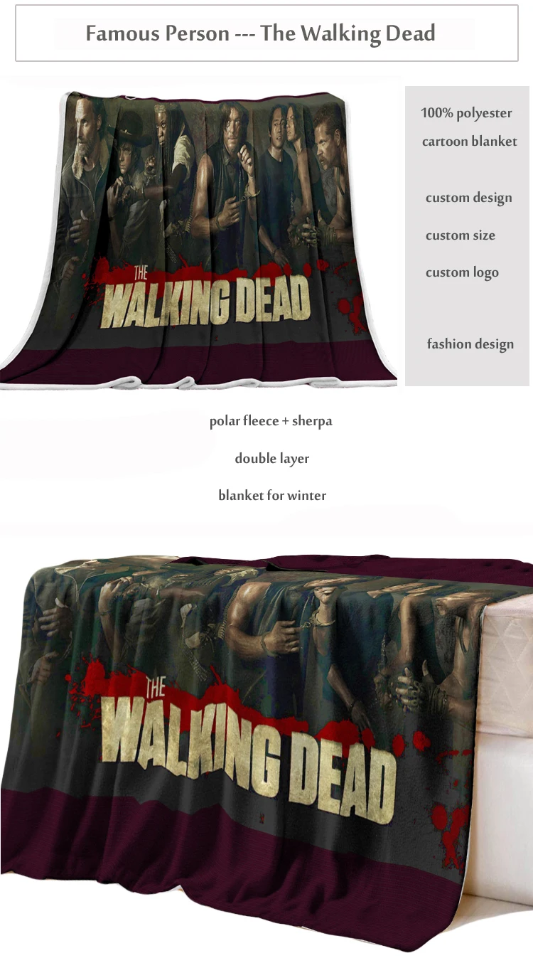 2020 Wholesale Character Sherpa Custom Winter Soft Print Walking Dead Throw Fleece Blanket Buy Fleece Blanket