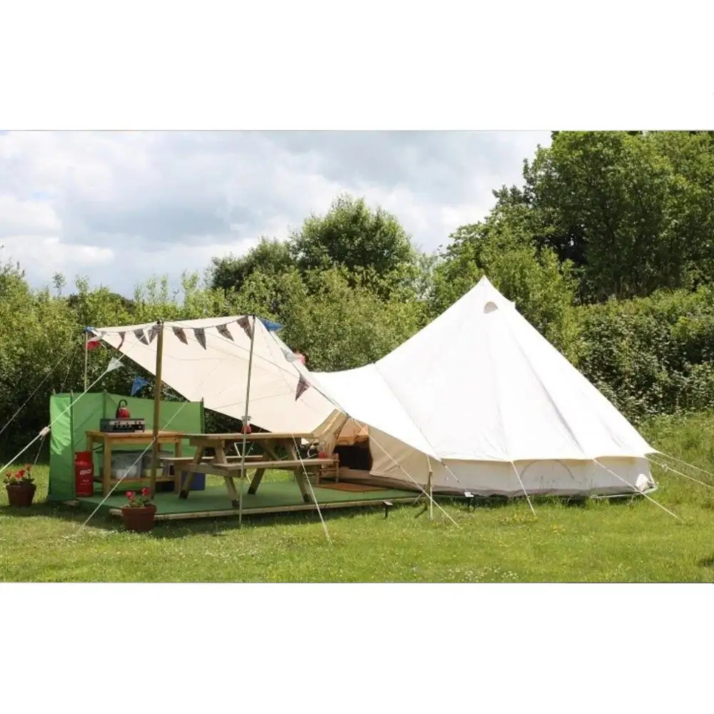 

5M Glamping Resort Durable Luxury Canvas Bell Tent with fire mildew resistant, Beige, red, green, camo