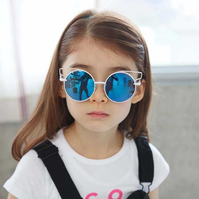 

M246 High Quality Colorful Metal Children Glasses Kids Toy Cat Eye UV400 Baby Sunglasses In Stock