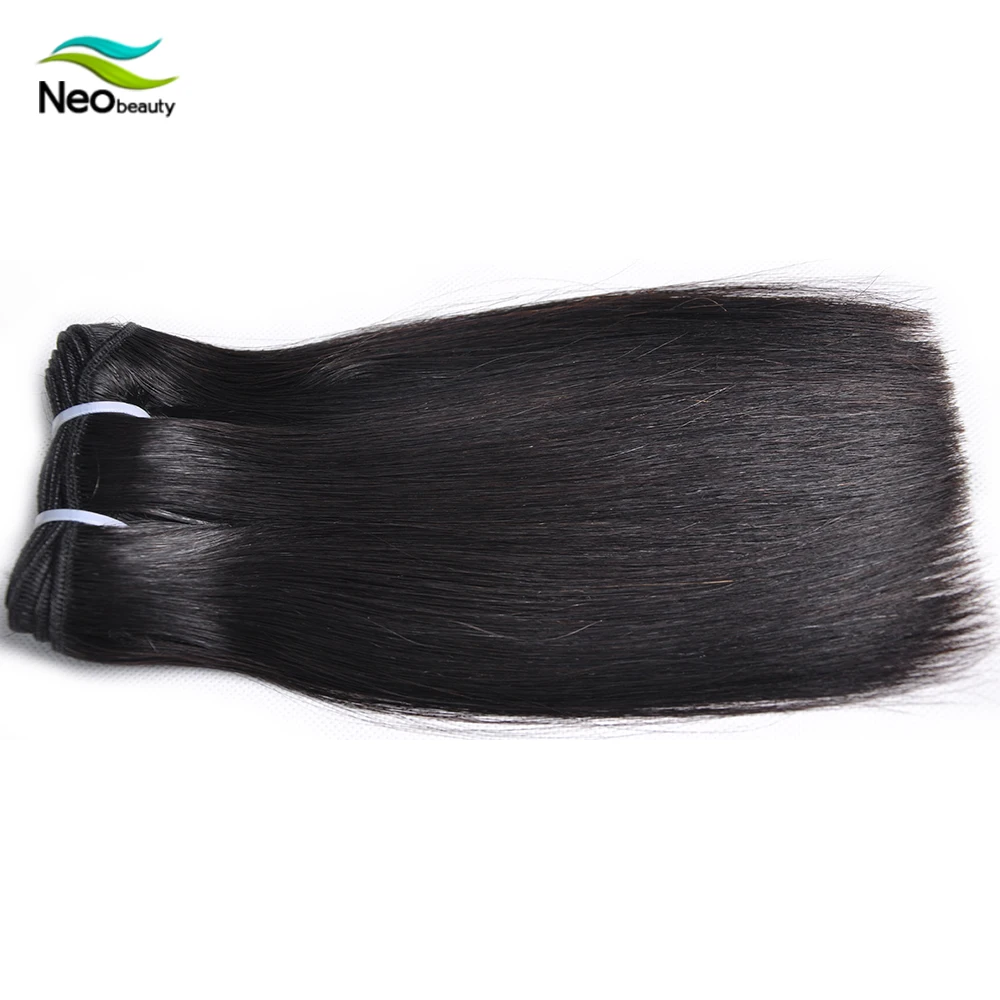 

100% Raw Free Sample 3 part straight virgin brazilian hair weave double drawn bundles, Natural black & natural brown