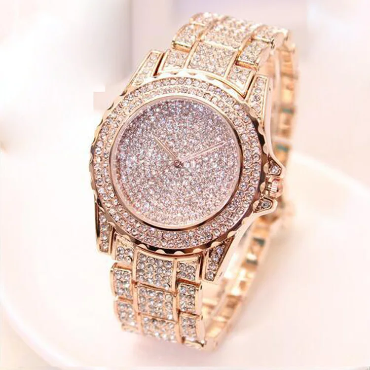 

Superior alloy steel band water resistant women watch full diamond design ladies fashion watches