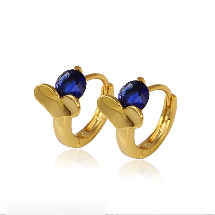 

23086 zirconia jewelry, 24Kgold copper alloy plated clip-on earring for women
