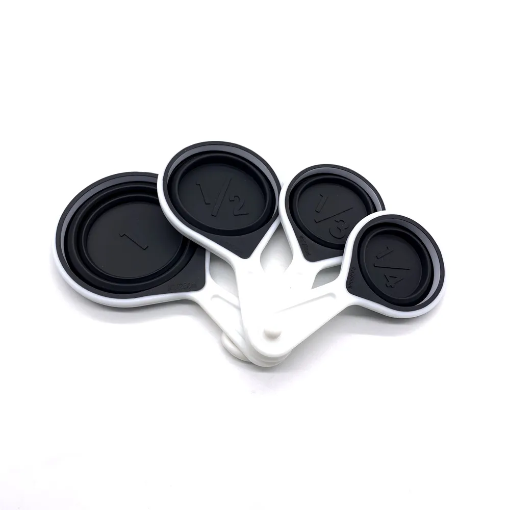 

BHD Portable Food Grade Liquid & Dry Measuring Silicone Collapsible Measuring Cups, Black