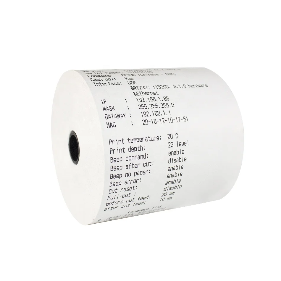 

80x80x12mm Thermo POS Paper Cash Register Tape Receipt Till Roll Thermal Paper Rolls, Plain white