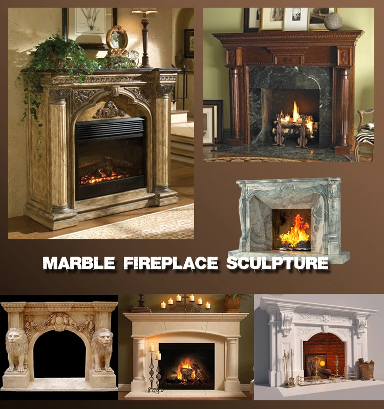 Indoor Used Freestanding Stone Black Marble Fireplace Mantel Ntmfi