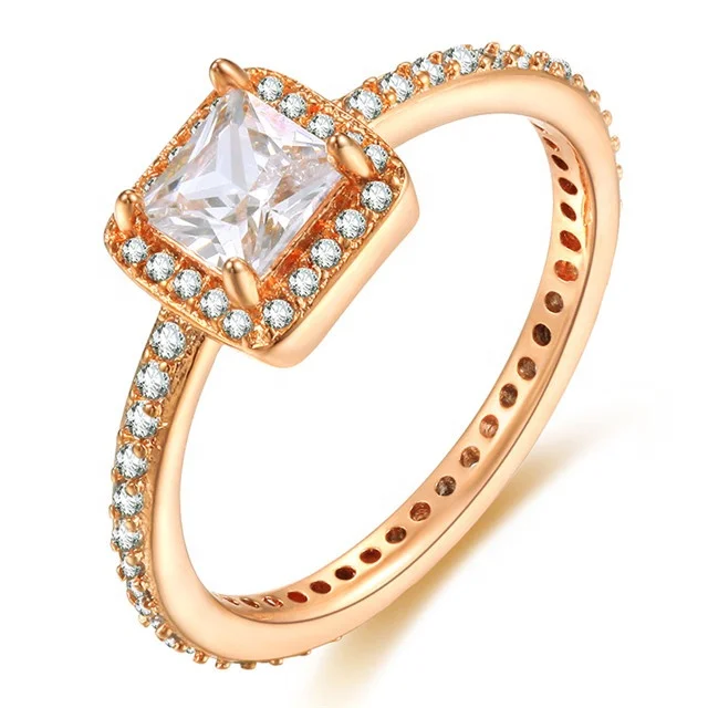 

Brand Design New Fashion Elegant Luxury Charm Crystal Ring Jewelry Gold Color Wedding Bride Accessories for Women