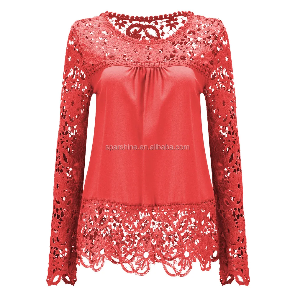 

2017 SPARSHINE Spring Autumn Chiffon Lace Women Blouses Long Sleeve Clothing Female Office Tops Ladies Tops Clothes Loose Style