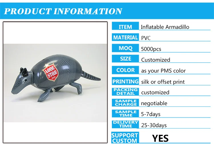 Ecofriendly Vinyl Lifelike Inflatable Armadillo Animal 3d Model Toys For Kids Buy Zoo Animals