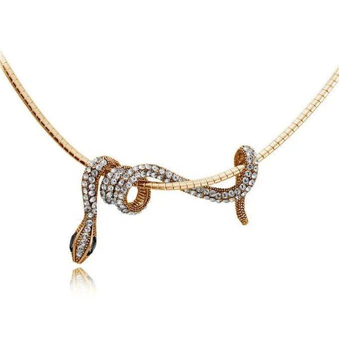 

Fashion Crystal Rhinestone Choker Necklace Pendant Jewelry Snake Necklace