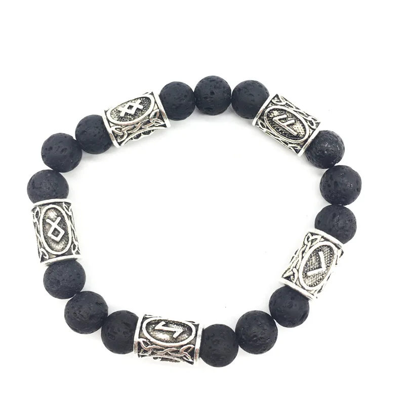 

Lava Rock Bracelets with Viking Rune Beads Norse Viking Bracelet