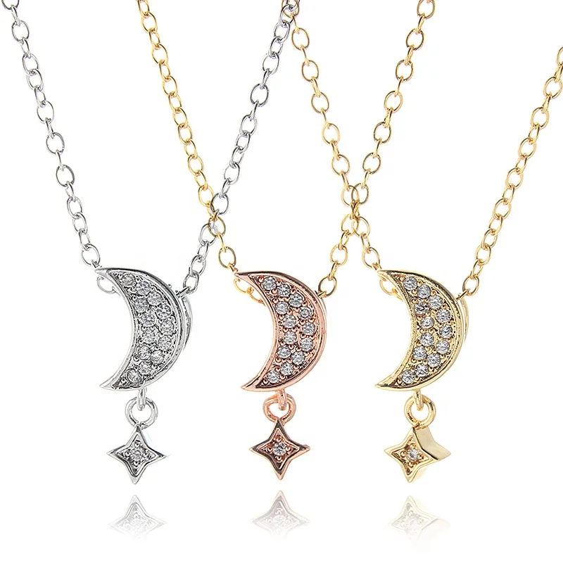 

Simple Star & Moon Pendant Necklace For Women New Bijoux Maxi Statement Necklaces Collier Fashion Jewelry, Photo