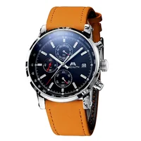 

MEGALITH hot sale brand men fashion casual waterproof leather band shock resistant automatic date quartz wristwatch Clock Reloj