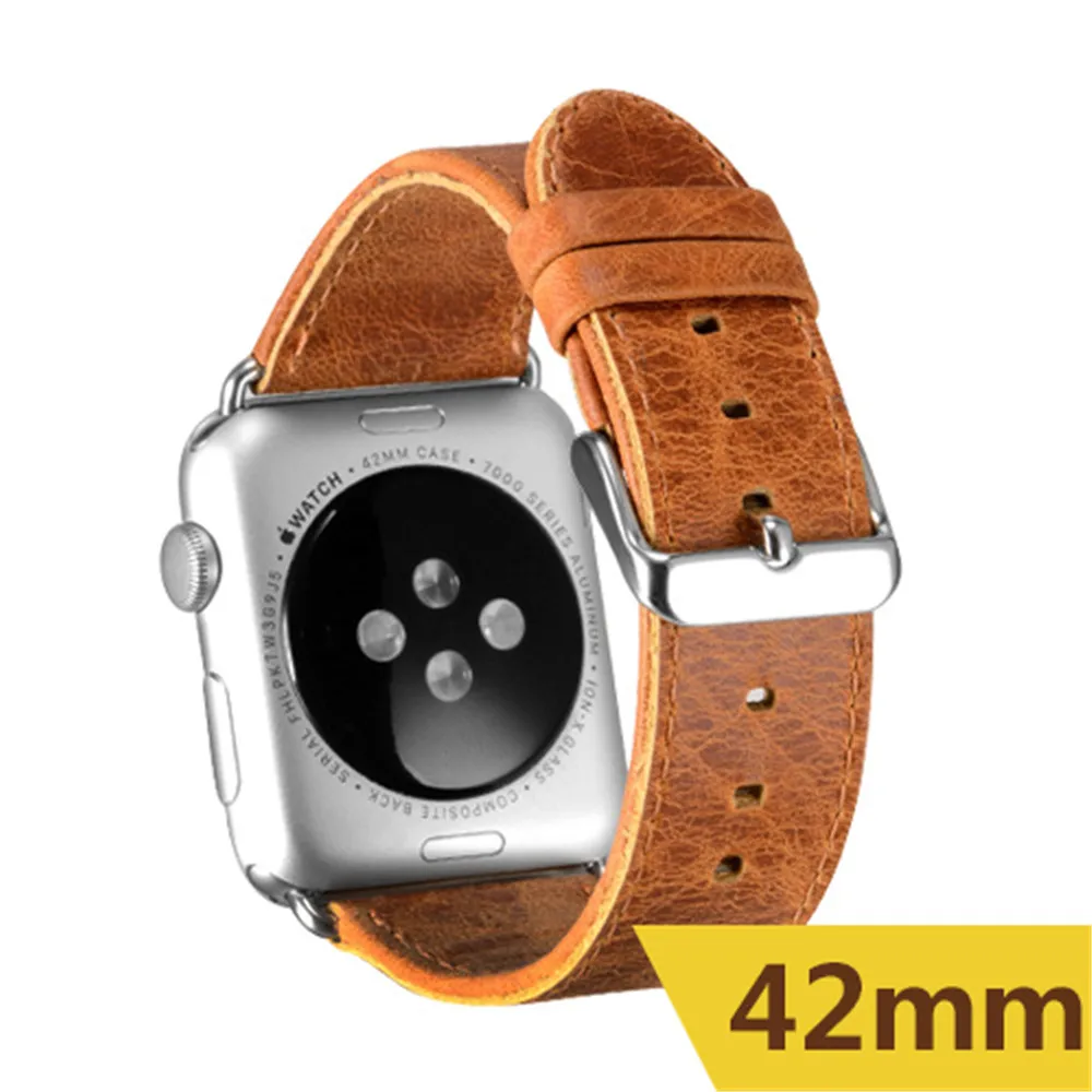 

custom logo genuine leather strap for apple watch42mm/38mm, Dark bronw;light brown