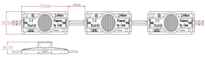 5 years warranty UL CE ROHS 12v 200lm 3W high power injection led modules for double side light box