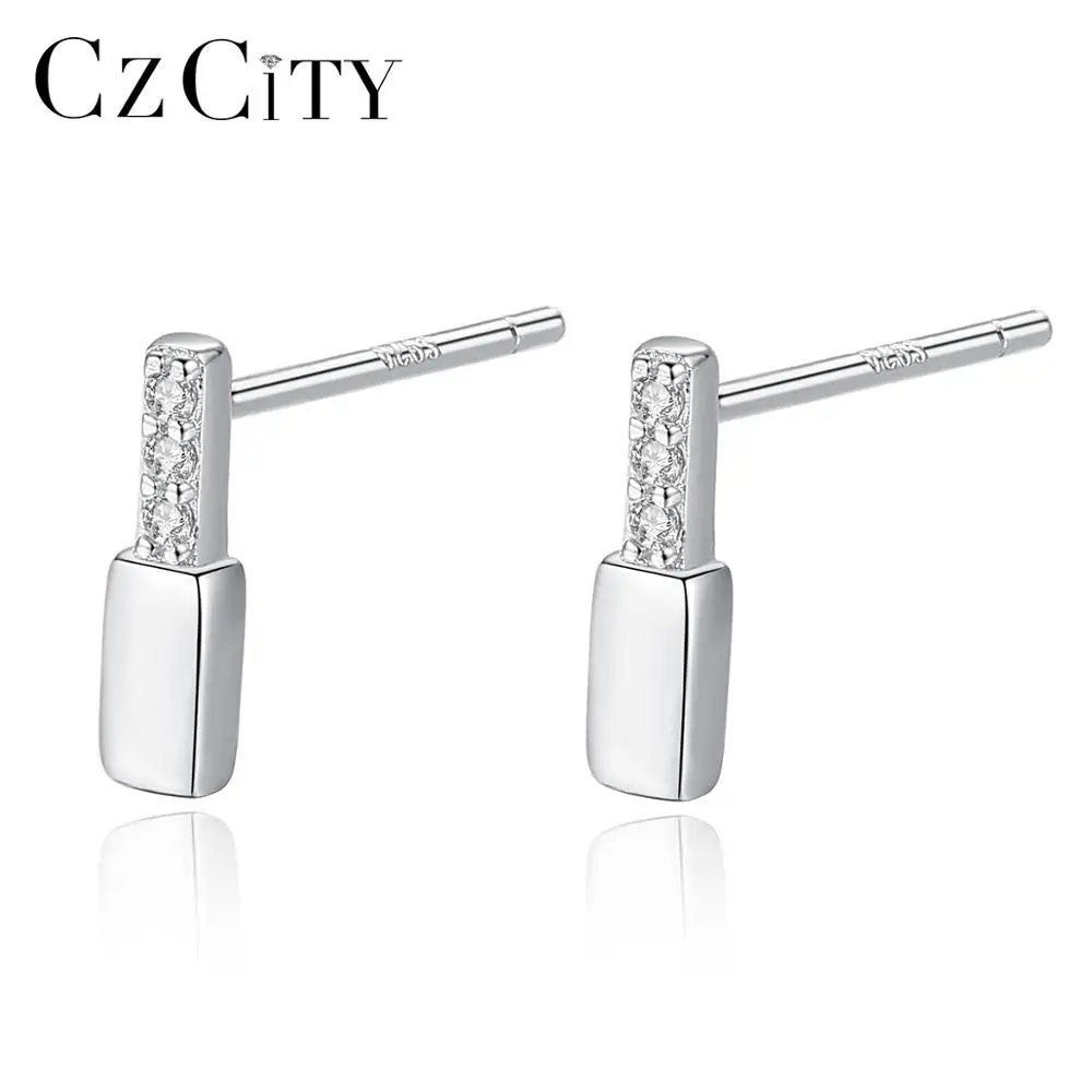 

CZCITY CZ Silver Trendy Jewelry 925 Sterling Silver Exquisite Geometric Tiny Small Stud Earrings for Women