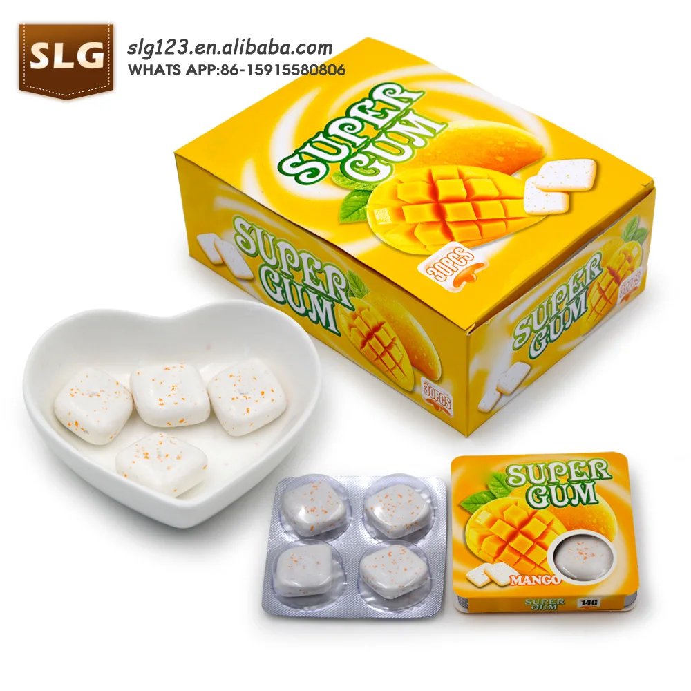 
4 pcs Super gum mango flavor center filled bubble gum 