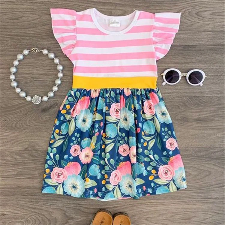 

Wholesale girls clothes kids beautiful Aria Floral Dress baby girl dress new style