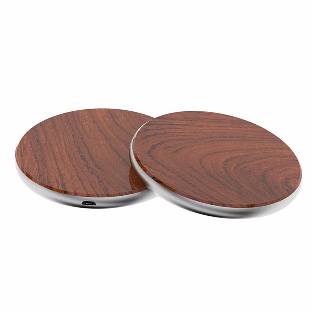 

New Trend 2021 QI Fast Charging Round Metal Frame Wood 7W 10w 15W Wireless Charger
