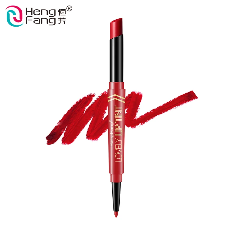 

New design free shipping make up cosmetics double end matte fashion color lipstick lip liner pencil