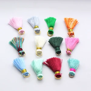 24mm Mini Silky Tassels Colorful Small Tassel Charms with Rings for Bohemia Jewelry DIY Bracelet Earring Making Supplies