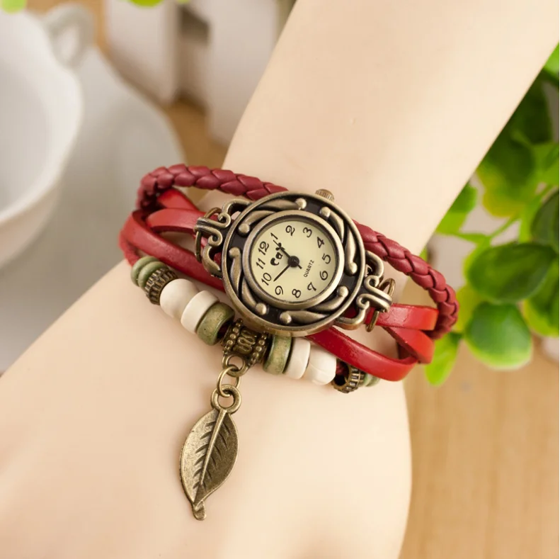 

Promotion free cost for sample vintage lady wrist watch,wholesale quartz retro leather watch