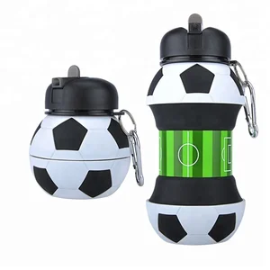 Image of 2019 Wholesale Novelty Football Sports Foldable Collapsible Travel Silicone Water Bottle