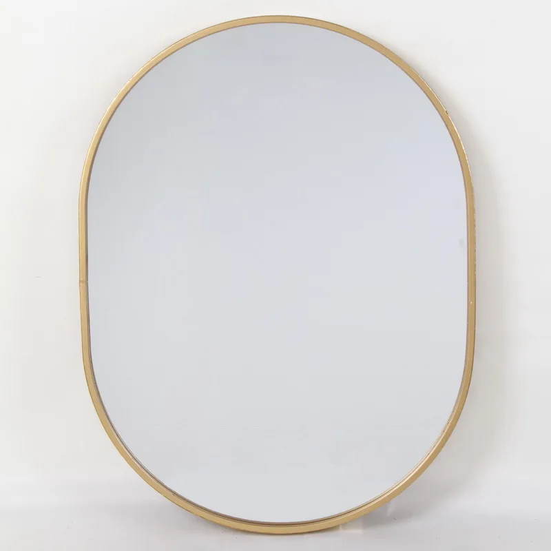 

Wholesale Fashion Home Antique Small Oval Metal Frame Cast Iron Simple Decoration Wall Mirror