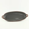 Ceramic Kitchenware Terracotta Stoneware Large Dark Gray Glaze Baking Dish with Two Handles