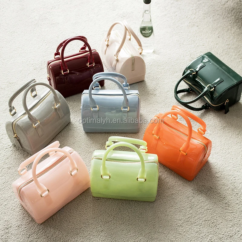 

Hot sale PVC new Summer Waterproof Women Jelly Handbag, Beige, black, check, golden, multi, plum, red, silver, yellow