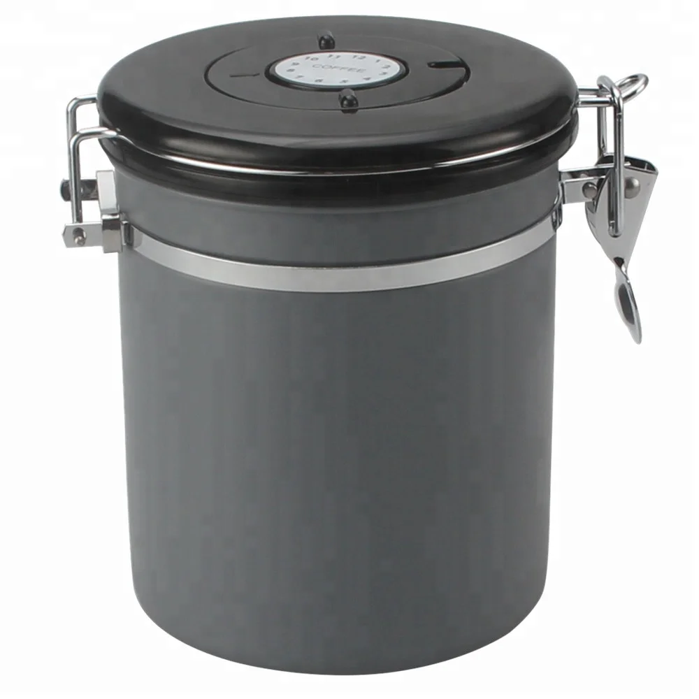

Stainless Steel Container - Canister with co2 Valve and Scoop - Large, Gray