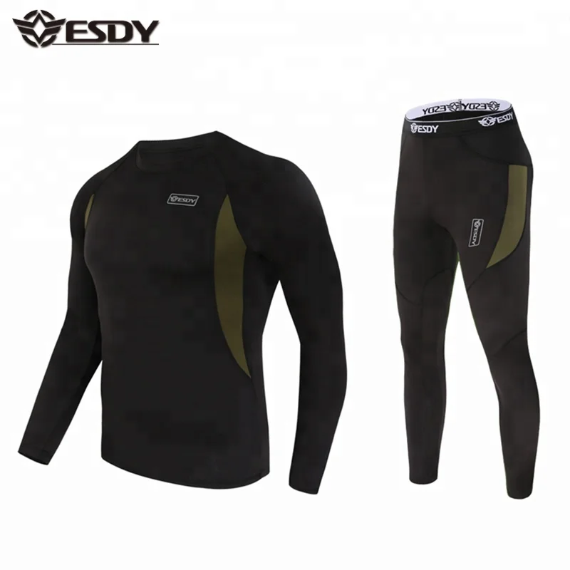 

ESDY 4 Colors Men Combat Tactical Fleece Warm Sport Thermal Underwear, Black, green, wolf brown,navy