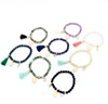 Natural Stone Stacking Beaded Bracelet Gemstone Cowrie Shell Bracelet With Tassel