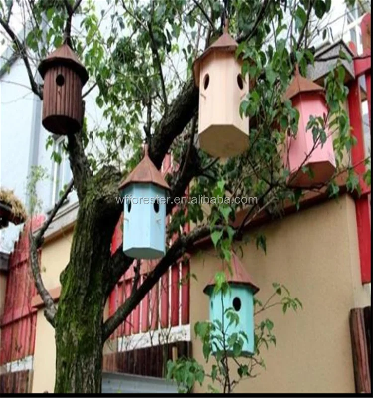 Groothandel unieke kleurrijke Houten Vogel Huis