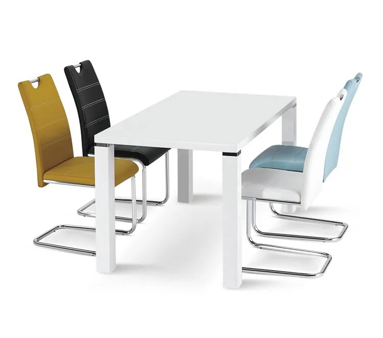 Modern design affordable price and high quality MDF board white high gloss dining table