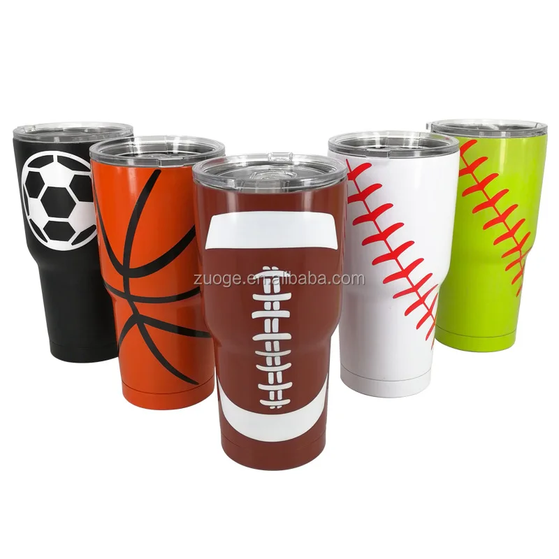 

ZUOGE Double Wall 30 oz Stainless Steel Baseball Softball Football tumbler amazon top seller 2018, 5 colors