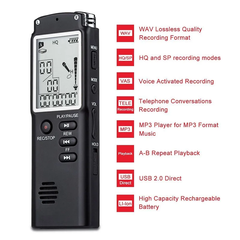 Audio Diktiergerät MP3 Player T60 32G Diktiergerät Mini Spion Digital Klang 